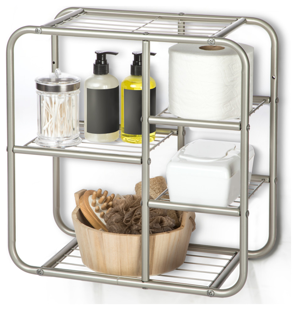 Home Zone Living Floating Wall Mount Bathroom Storage Shelf, 5Tier