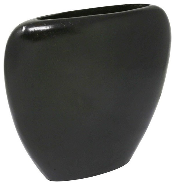 Sagebrook Home Oval Aluminum Vase, Black Contemporary Vases by