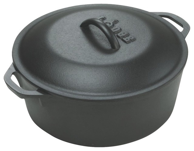 Lodge L8DOL3 PreSeasoned Cast Iron Dutch Oven w/ Lid & Dual Handles, 5