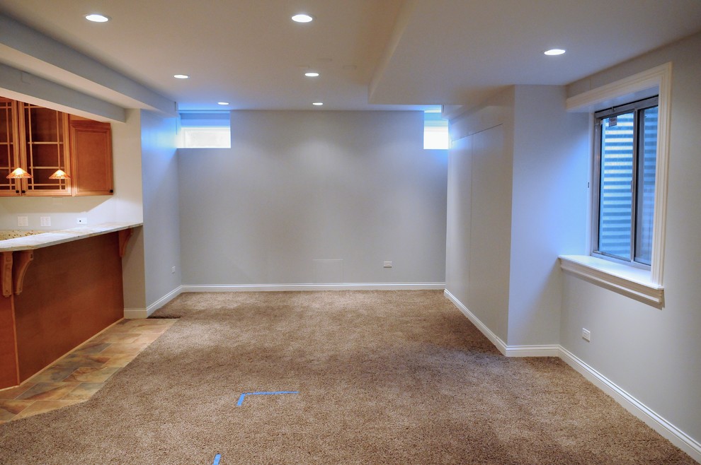 Example of a transitional bedroom design in Chicago