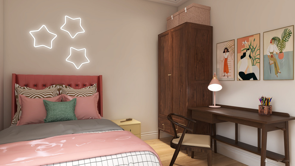 Смежные комнаты для мальчика и девочки, объединенные парадными дверьми