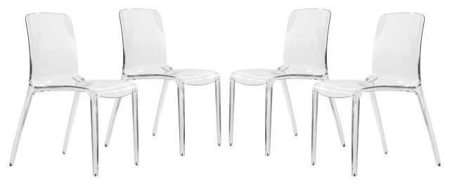 LeisureMod Murray Modern Dining Chair, Set of 4, Clear, MC20CL4