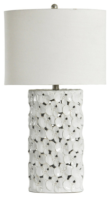 Halifax Ceramic Table Lamp White Glaze Finish White Hardback