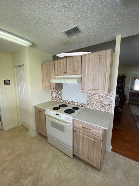 Mid-sized enclosed kitchen photo with raised-panel cabinets, light wood cabinets and a peninsula