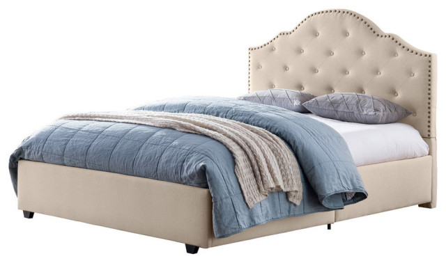 Hastings On Tufted Upholstered, Grey Fabric Bed Frame Queen