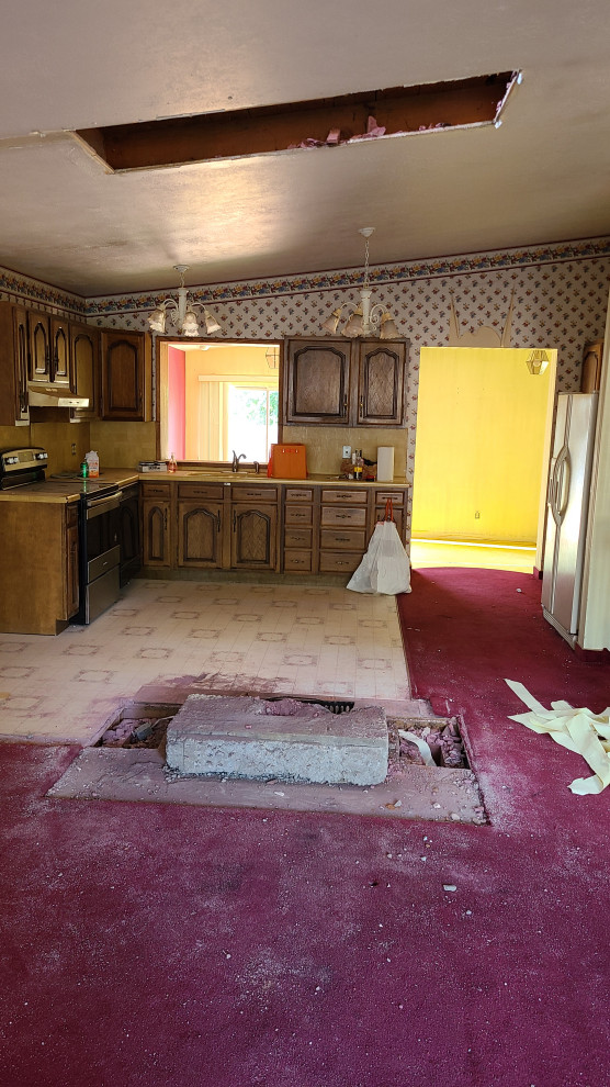 Before kitchen, wall/chimney removed