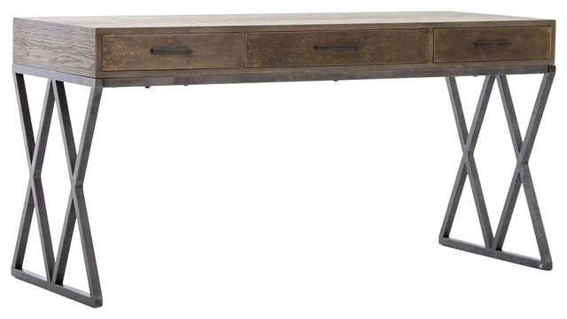 Sampson Modern Industrial Oak Wood Desk 59"