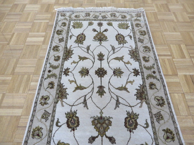 3 x 5 Handmade Ivory Persian Tabriz With Silk Oriental Rug