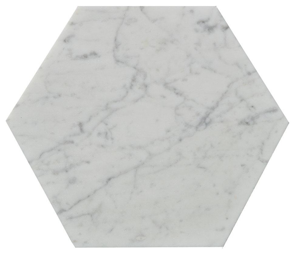 10" Carrara Marble Hex Tile
