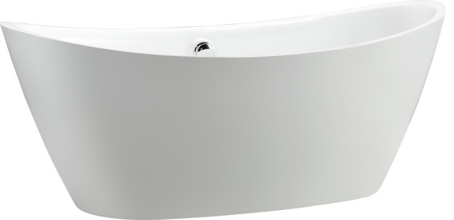 Freestanding bathtub, polished chrome round overflow and pop-up drain, VA6807
