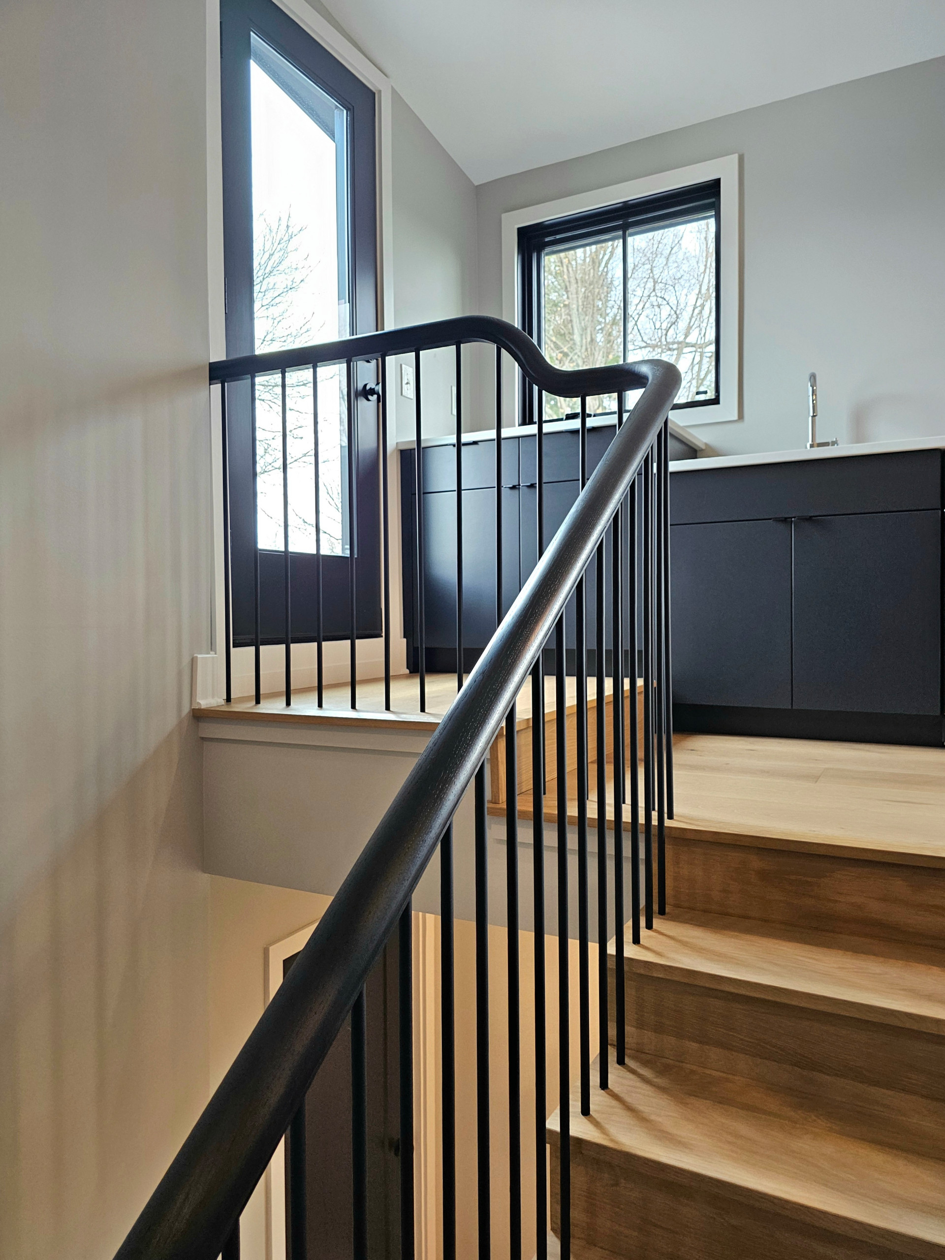 115_Stunning Continuous Rail System on 3 Story Floating Stairs; Arlington, VA 22