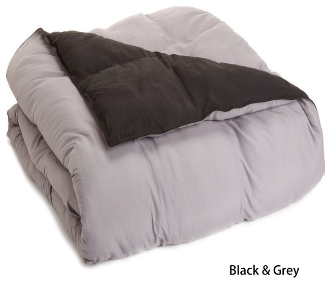 All Season Down Alternative Reversible Comforter Full/Queen Black/Grey