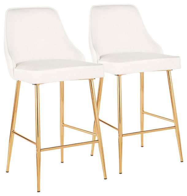 white stool with gold legs