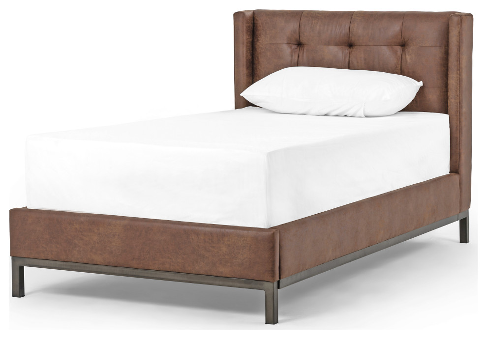 Newhall Bed Vintage Tobacco, Twin Transitional Platform Beds by