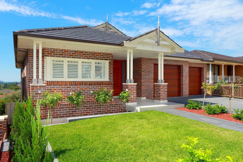 Traditional brown exterior in Sydney with a hip roof.