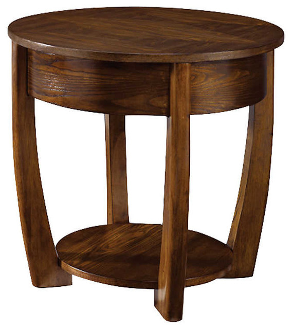 Concierge Round End Table By Hammary Um Brown