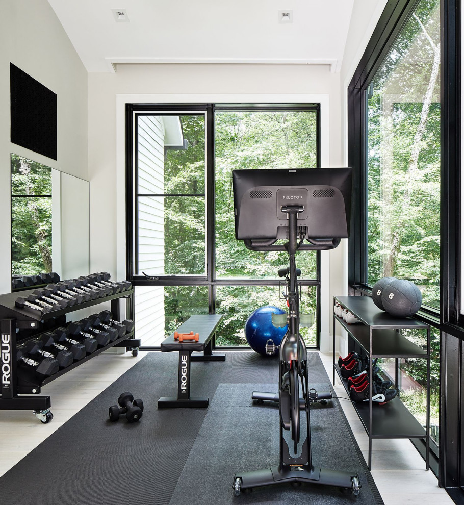 Design ideas for a contemporary home gym in Vancouver.