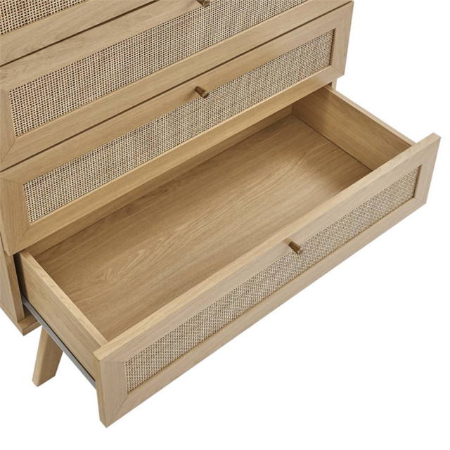 Mdf Rattan Box Modway Soma 5-Drawer Rattan MDF and Particleboard Chest in Oak ...