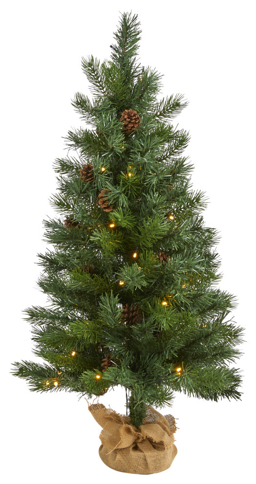 3' Fraser Fir Natural Look Artificial Christmas Tree With 50 Clear LED