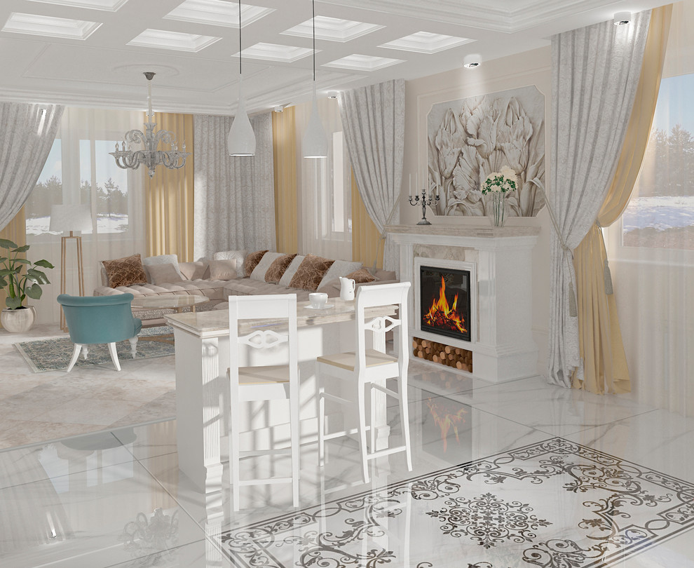 Кухня-гостиная в частном коттедже