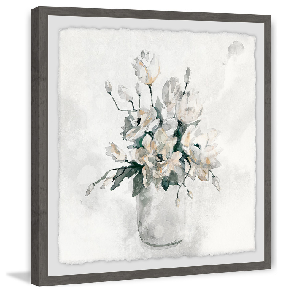 "Pearly White" Framed Painting Print, 32"x32" Contemporary Prints