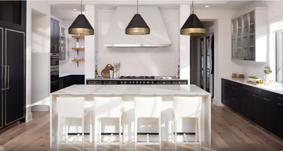 luxury kitchen white with black and gold