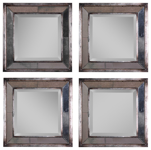 Davion Squares Antique Silver Mirrors - Traditional - Wall Mirrors - by ...