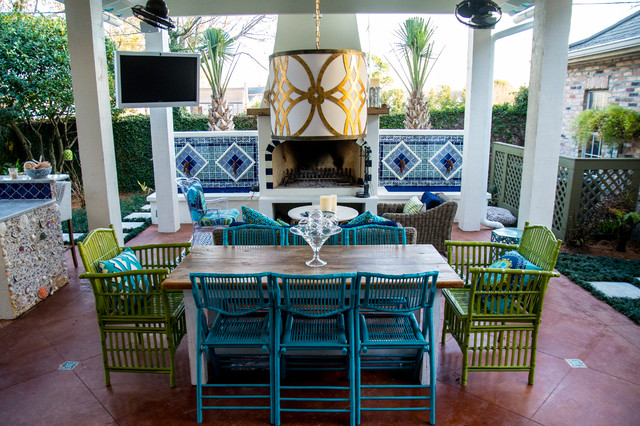 Mexican Inspired Old Metairie Residence Beach Style Patio