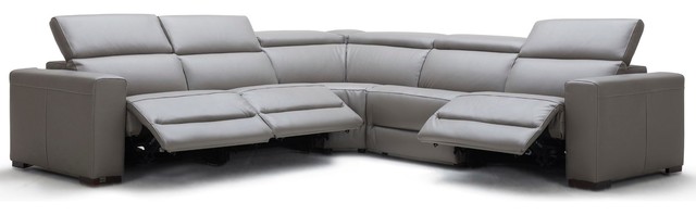 Modern Mirage Reclining Sectional With, Modern Sectional Leather Grey