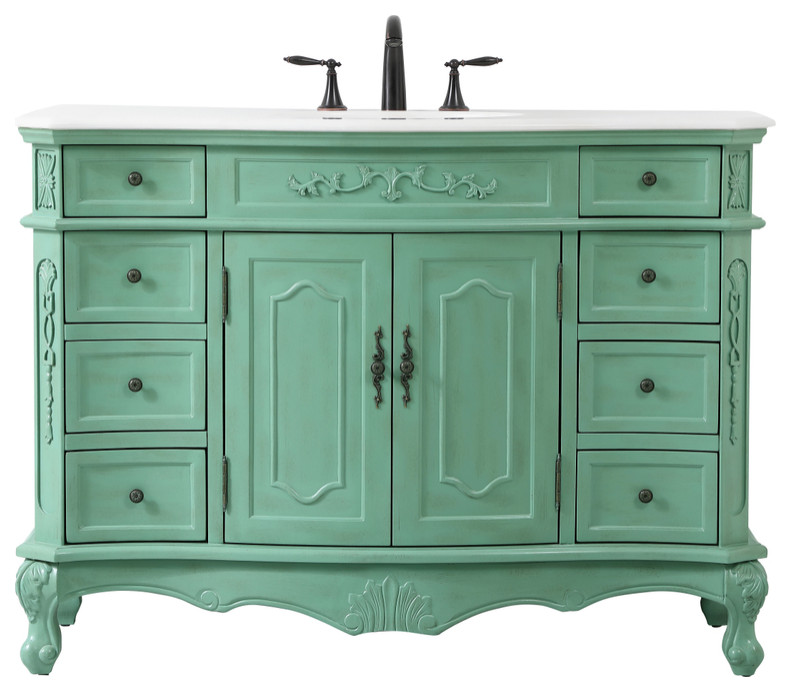 Elegant 48" Single Bathroom Vanity in Vintage Mint Eclectic