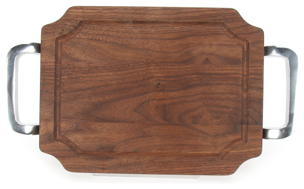 BigWood Boards Scalloped Cutting Board with Polished Handles, Walnut, 9" x 12"