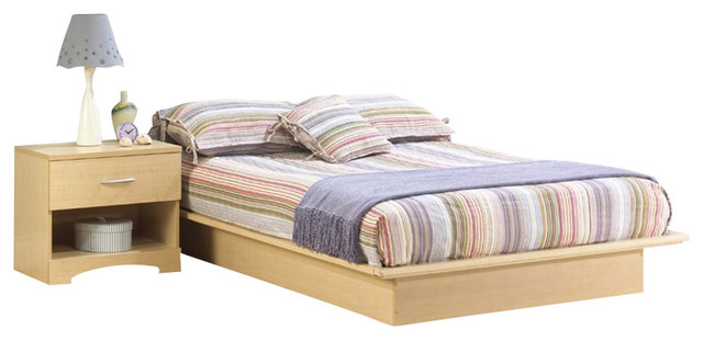South Shore Copley Wood Storage Platform Bed and Nightstand Set