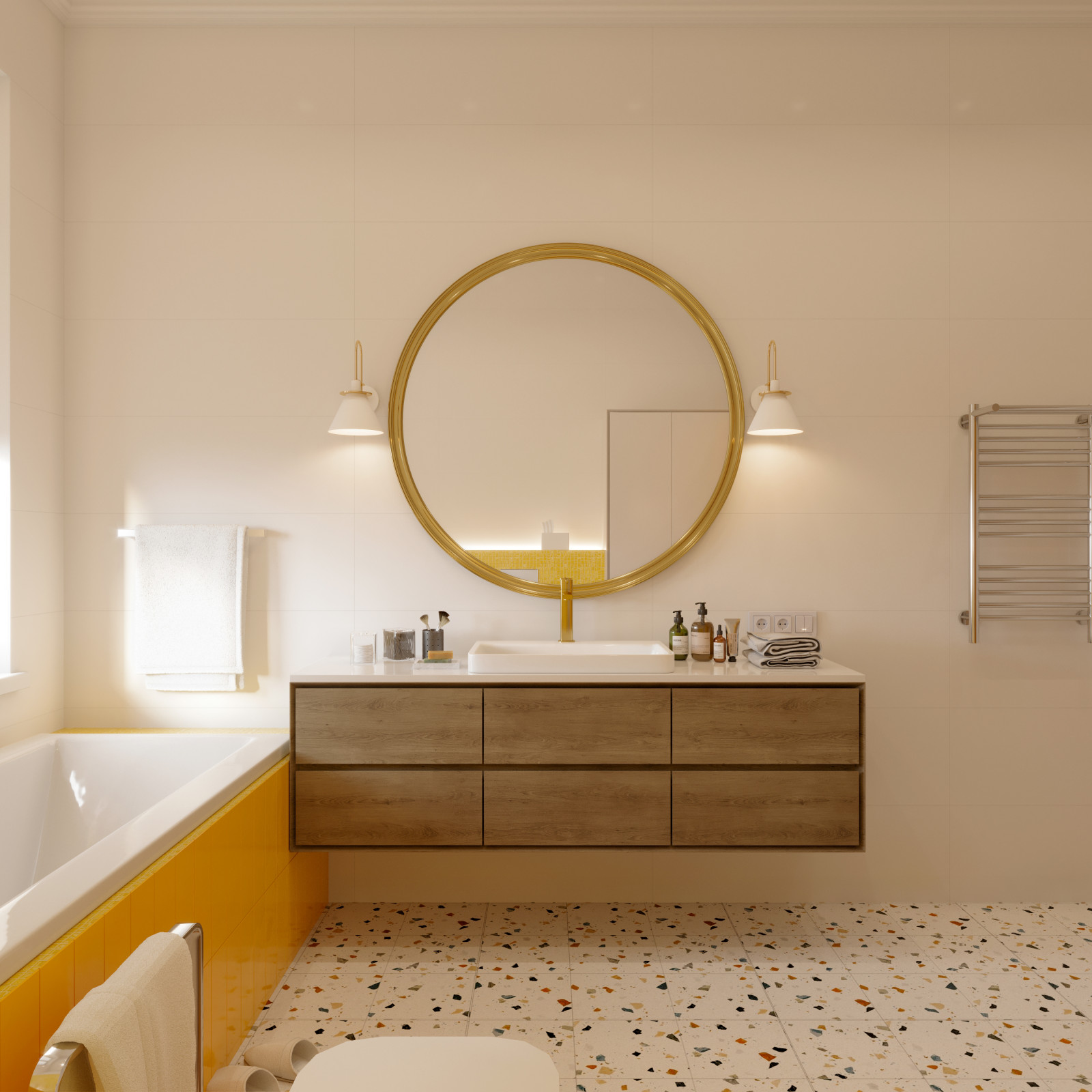 Желтая ванная комната