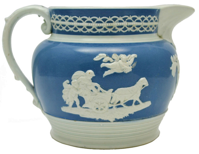 Consigned Blue and White Cider Jug, Antique English Georgian, circa 1810