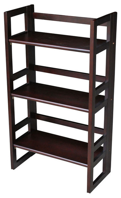 03-Shelf Folding Student Bookcase 20.75" Wide-Espresso