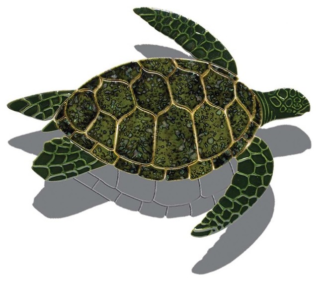 Turtles Natural & Green Mosaic Ceramic Tiles Swimming Pool bath shower wall art 