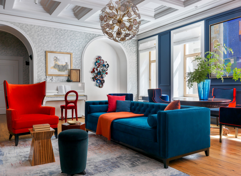 Photo of a transitional living room in Saint Petersburg.