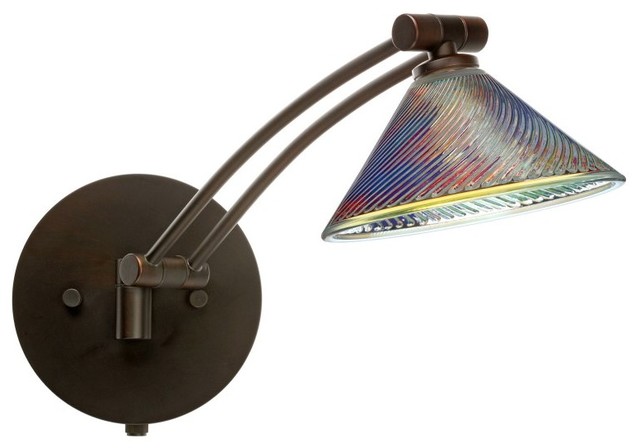 Besa Lighting Kona Wall Sconce Contemporary Swing Arm Lamps Besa Lighting 1ww 550493 Br Kona Wall Sconce Bronze Dicro Swirl Gl