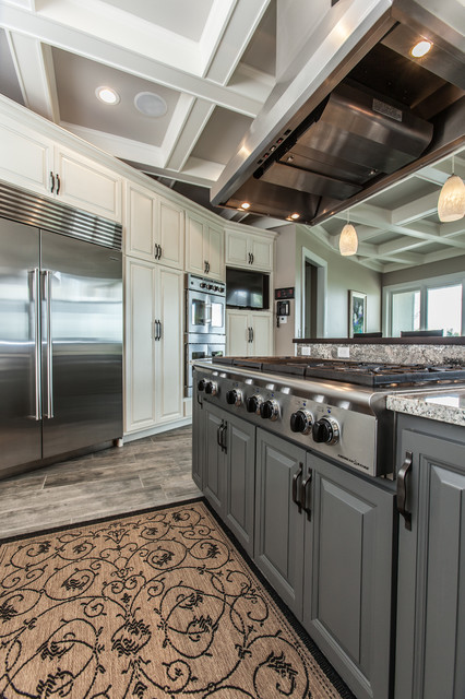 Mount Pleasant - White Kitchen with Grey Island transitional-kitchen