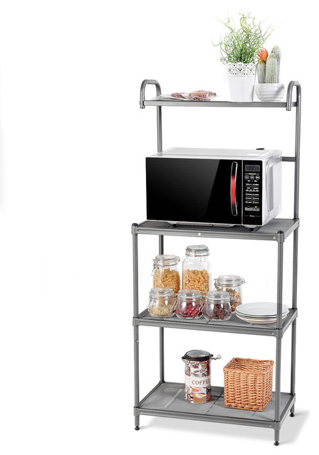Costway 4-Tier Baker's Rack Microwave Oven Stand Shelves Storage Rack ...