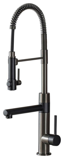 Single Handle Kitchen Faucet in Matte Black and Black Stainless