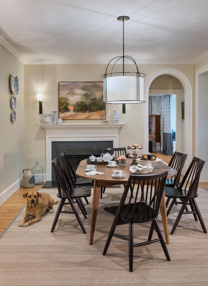 Photo of a transitional dining room in Boston.