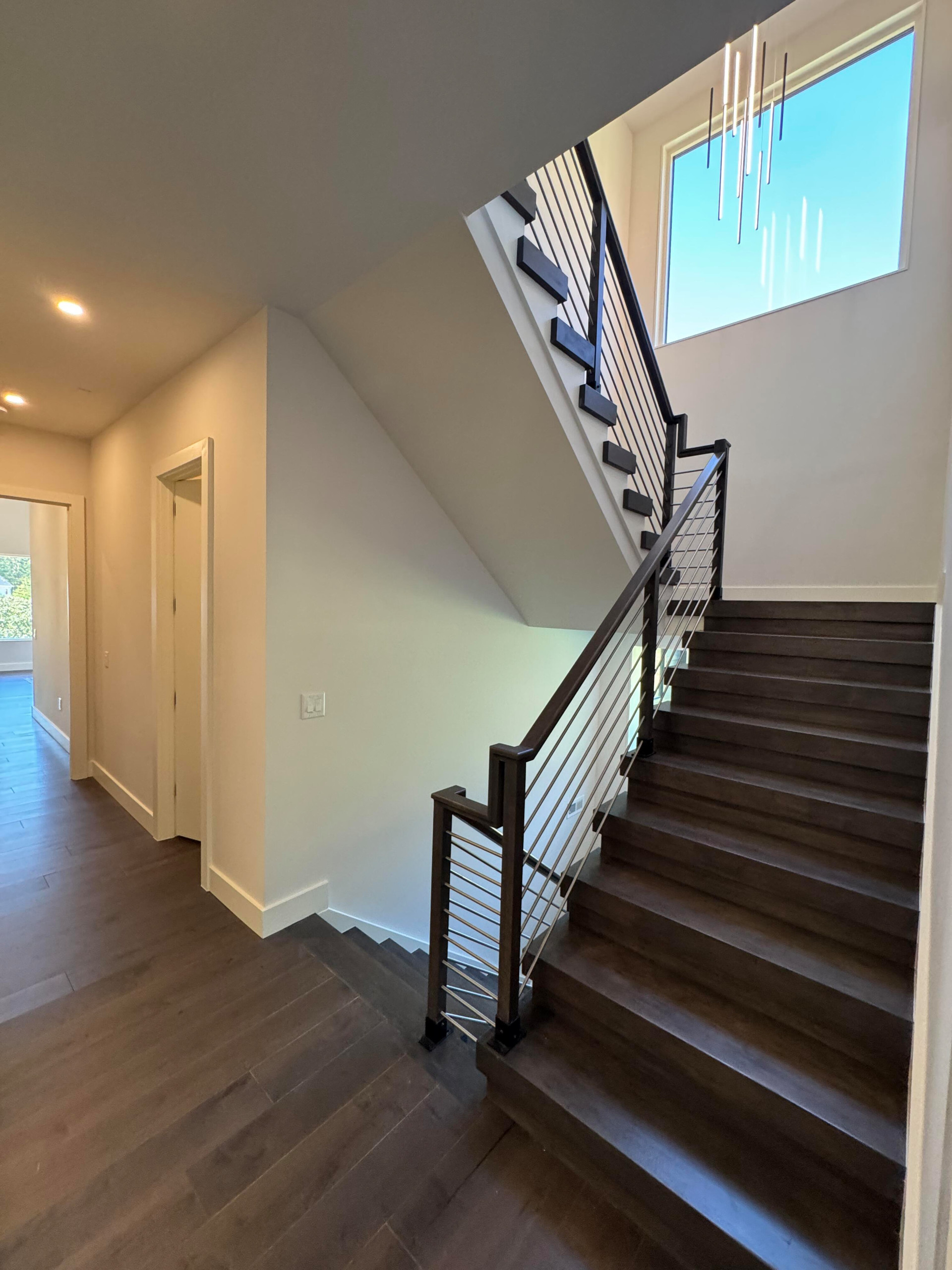 137_Transitional Maple Staircase with Stainless Steel Rail, Clifton, VA 2014