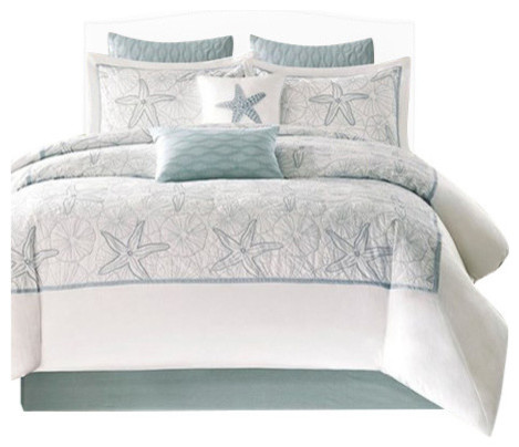 Printed Comforter Bedding Set With Embroidery Beach Style