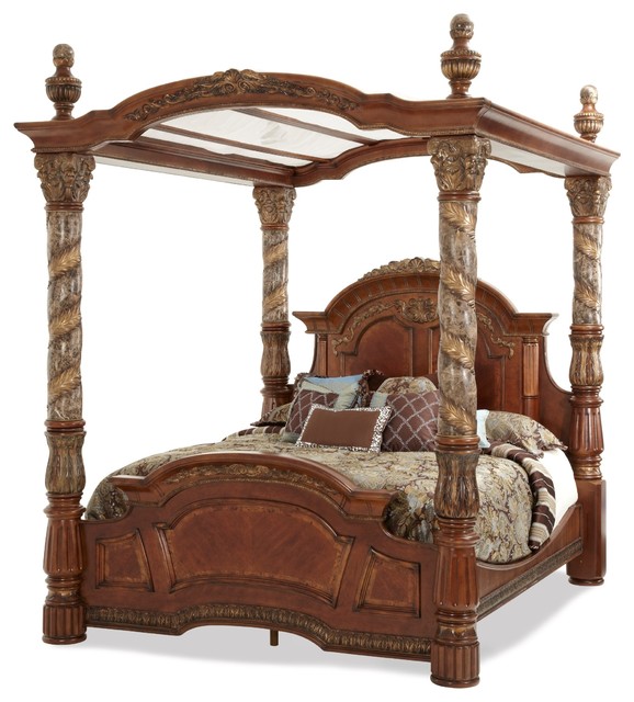 Aico Furniture Villa Valencia Bed With Canopy Chestnut Victorian Canopy Beds By Greatfurnituredeal Houzz