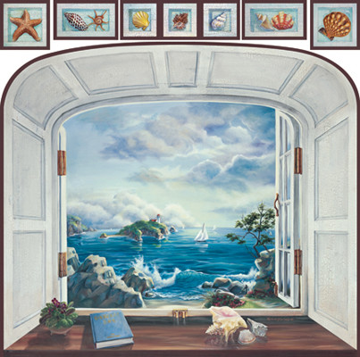Coastal View Trompe l'oeil Window Mural