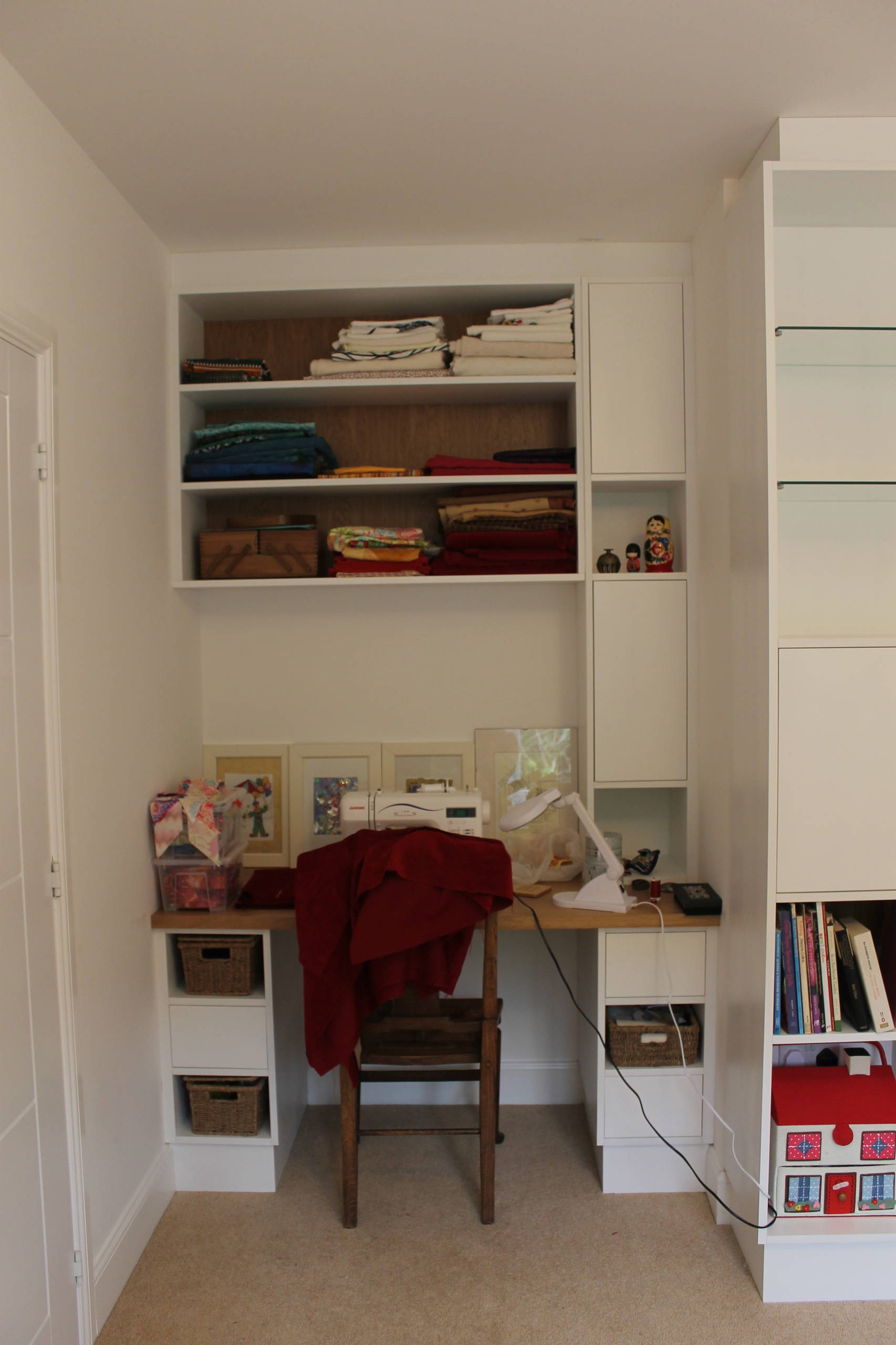 Bookcase study and sewing area