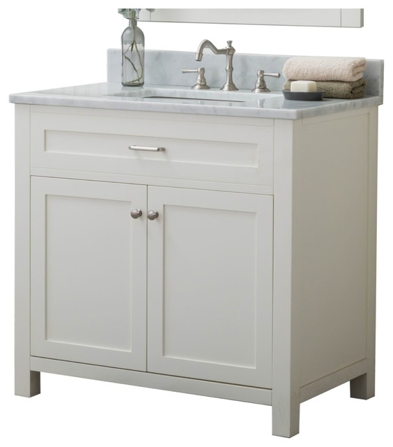Springfield 36" Single Bathroom Vanity, White With Mirror