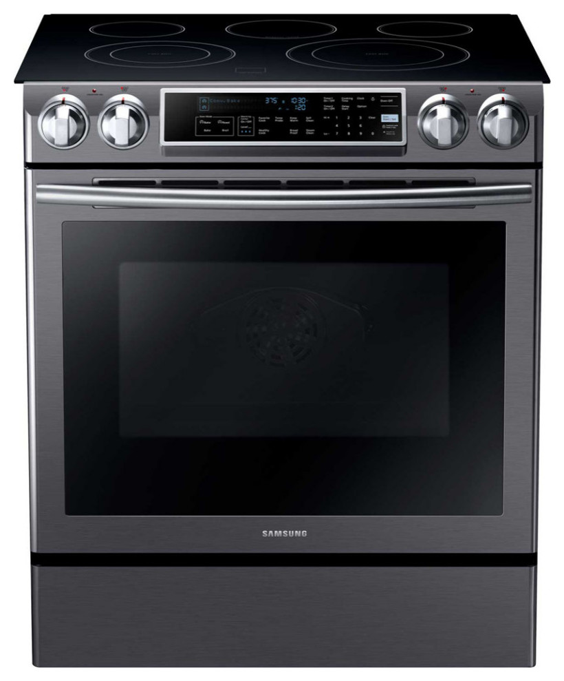 30" Electric SlideIn Range With Dual Convection, Black Stainless