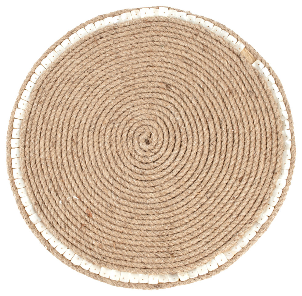 Cebu Jute Design Placemat 15" Round Elegant Placemat Beach Style Placemats by Fennco
